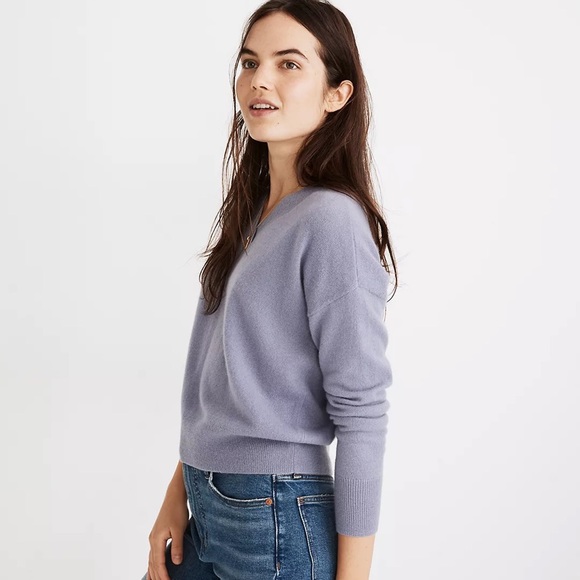 Madewell Sweaters - Madewell Cashmere Crop V-Neck Sweater Size Medium Lavender Color